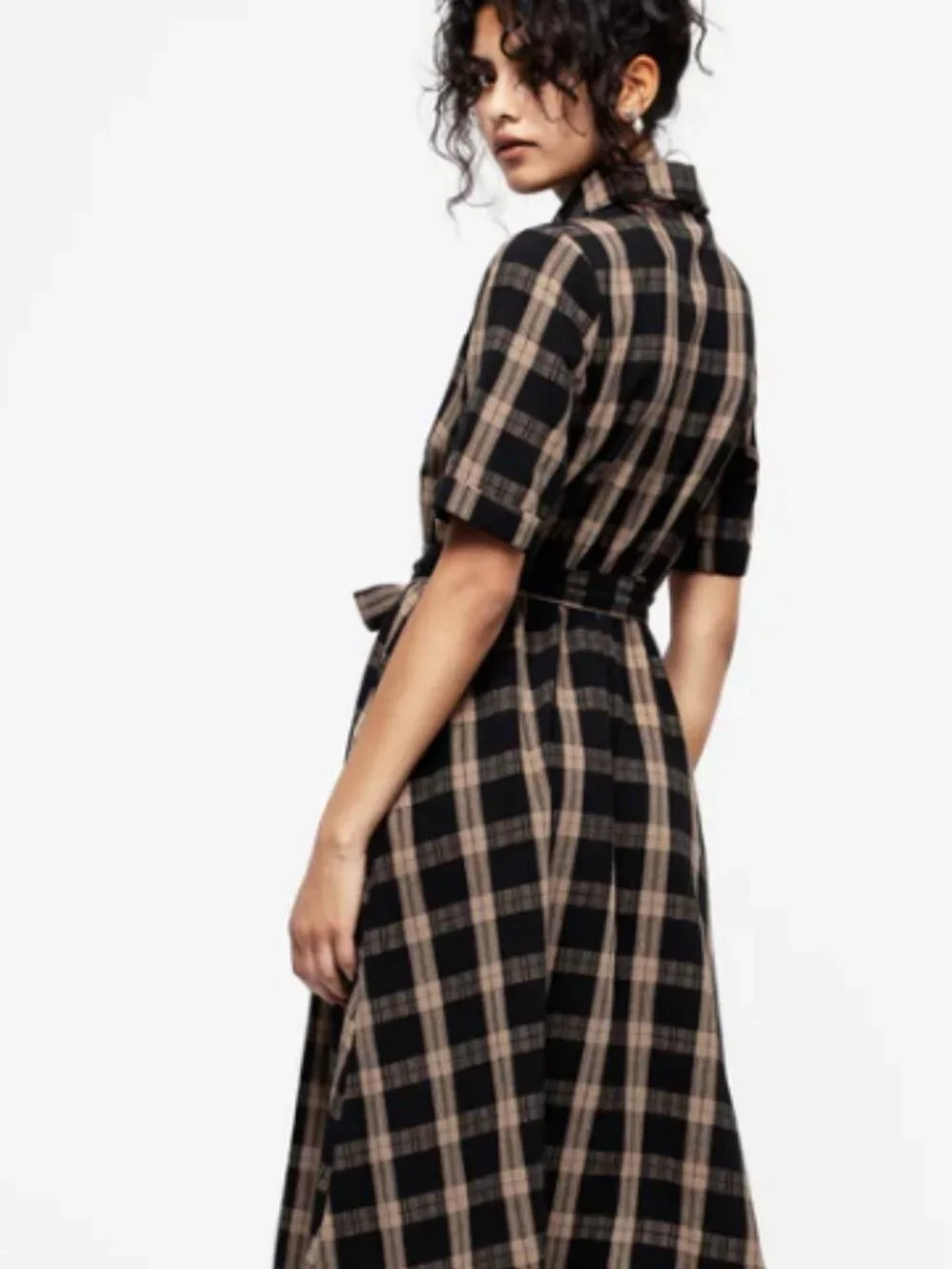 Rogue Check Cotton Midi Shirt Dress - 6 - Picture 2 of 2